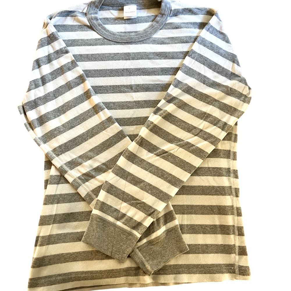 EUC - Hanna Andersson Pajama Shirt - Size Unisex Small, Heather Gray Stripe